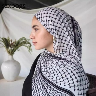 Szxbogs Khăn Shemagh, Khăn choàng kẻ sọc thoáng khí voan, Khăn xếp dài in hình Ả Rập Kafiya Keffiyeh