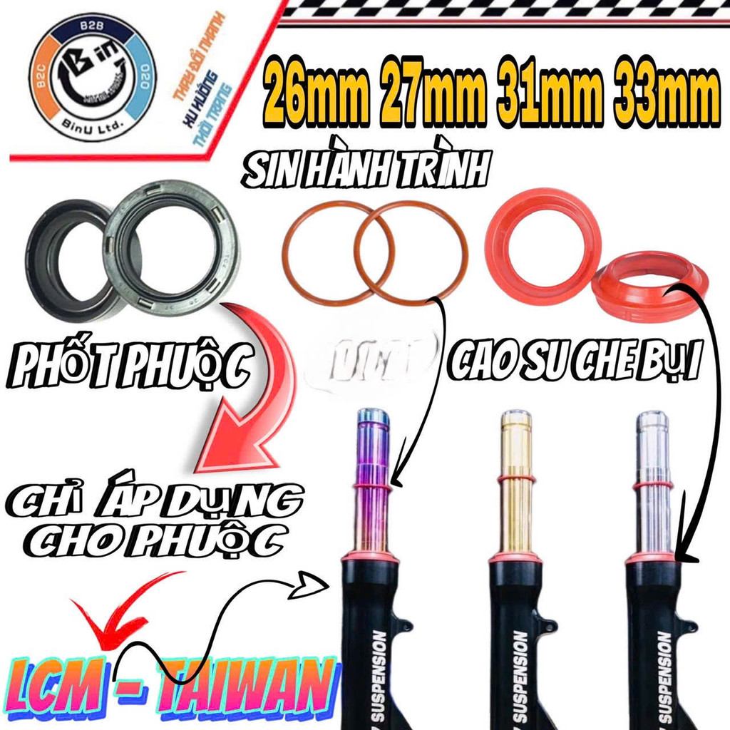 CAO SU PHỐT PHUỘC SIN PHUỘC  26MM / 27MM / 31MM / 33MM [ PHỤ KIỆN-LINH KIỆN PHUỘT LCM ] phukienxemay