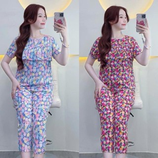 KA88 - Đồ bộ Tole Lanh Nữ Áo Có Tay Rèm Quần 9 Tấc