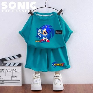 Sonic Hoạt Hình Anime Áo Thun Quần Short In Hình Thoải Mái Waffle Vải Mỏng Nam Nữ Bộ Thể Thao