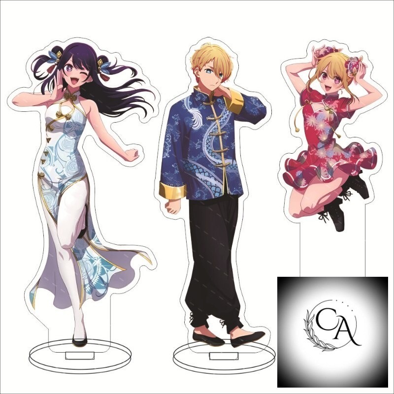 Mô hình Standee Hoshino Ai KeyChain Oshi No Ko Hoshino Rubii Hoshino Akuamarin decor góc học tập để 