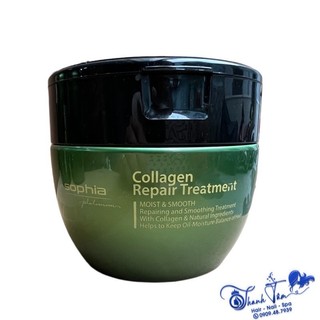 Kem ủ hấp phục hồi tóc hư tổn Sophia Platinum Collagen Repair Treatment 450ml