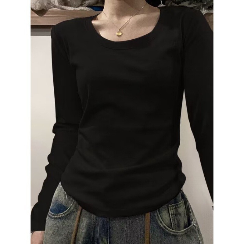 【100% cotton】Áo baby tee Áo croptop Tay Dài  Áo Sơ Mi Nữ Mới Áo Thun Dáng Ôm Thời Trang Thu Đông 2024 Cho Nữ | BigBuy360 - bigbuy360.vn