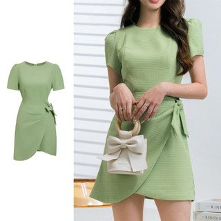 Đầm Lovito đắp chéo màu trơn thường ngày cho nữ L77ED472