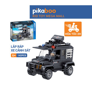 Đồ chơi lắp ráp xếp hình 3D xe cảnh sát Pikaboo, chất liệu nhựa ABS cao cấp, an toàn kích thích tư duy sáng tạo cho bé