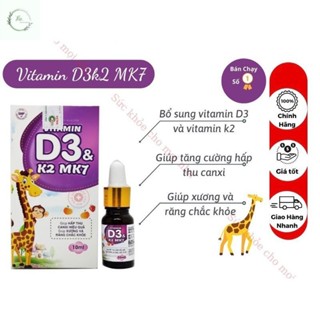Vitamin D3k2 MK7 lọ 10ml.Tăng Cường Hấp Thụ Canxi Giúp Xương Răng Chắc Khỏe