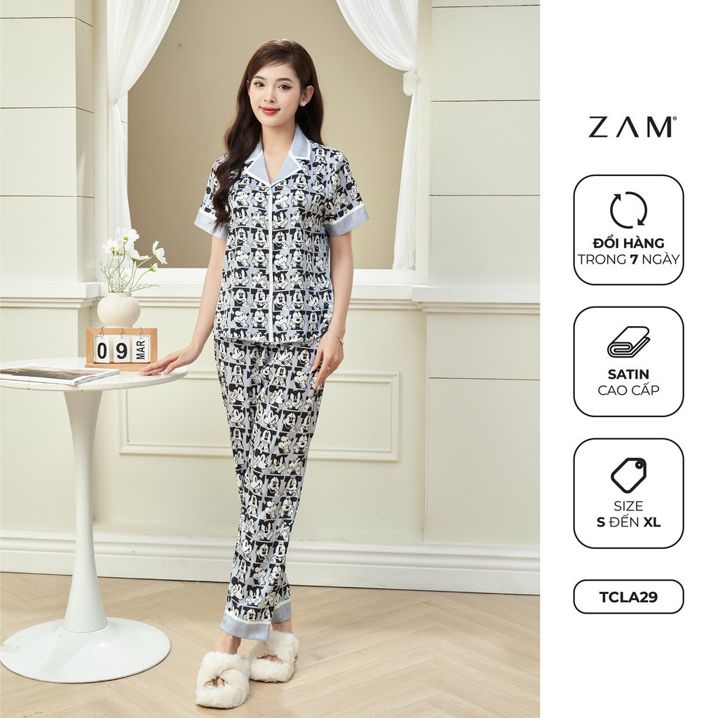 BỘ MẶC NHÀ SHE BY ZAM - TCLA29 - BỘ NGẮN TAY QUẦN DÀI MICKEY XÁM