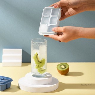 🏵️🏵️khay làm đá silicon 6 ô có nắp đậy - khuôn nhựa làm đá, làm thạch rau câu 6 ô hộp đựng đá bằng nhựa