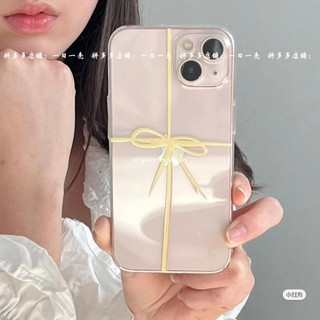 Ốp điện thoại Ins Style Simple Milk White Ribbon 14Pro / 13promax12Pro / 11