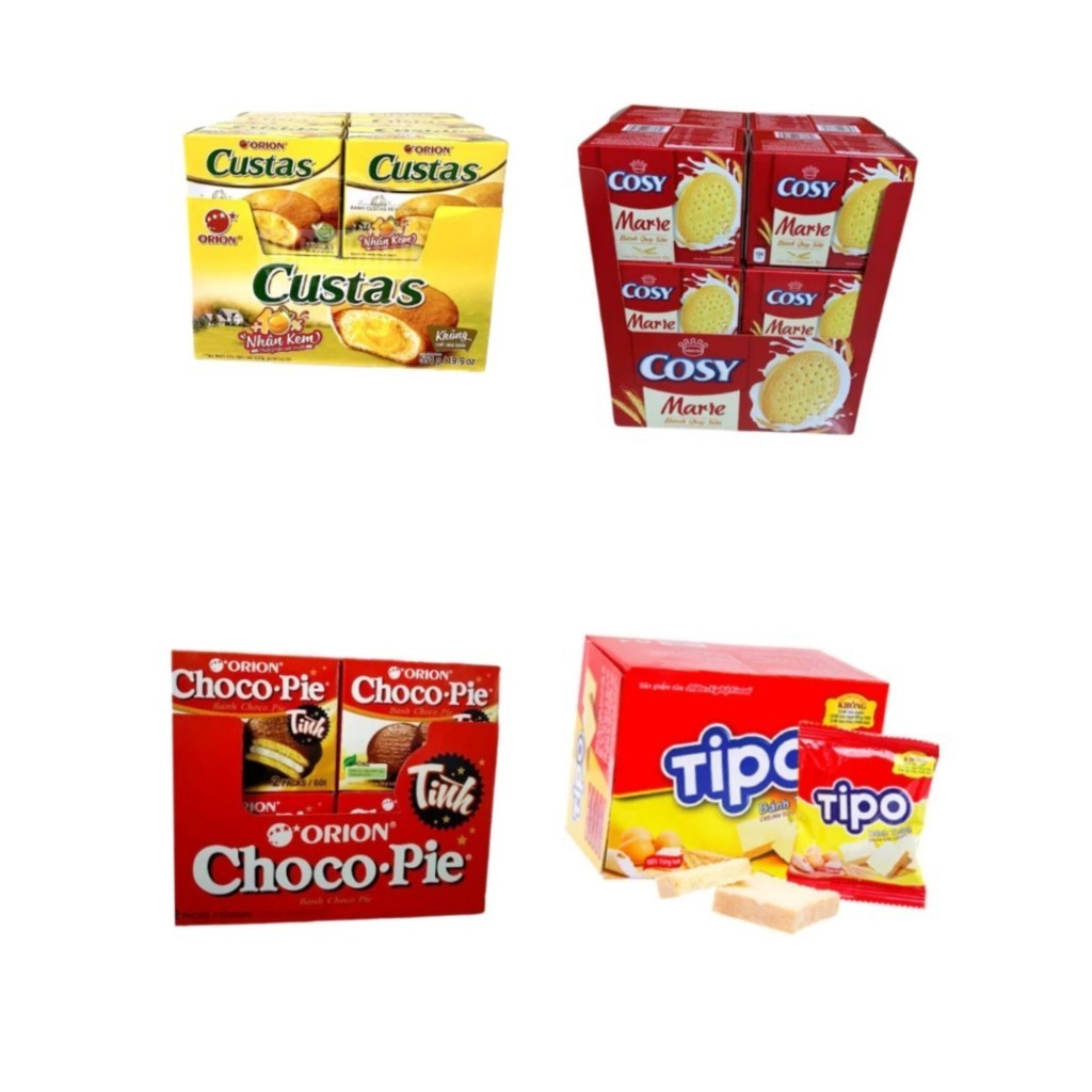 Lốc 12 hộp Bánh lễ chocopie/custas/ Tipo/Cosy date mới