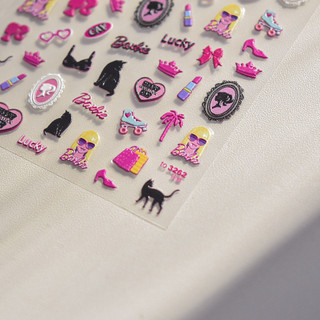 Sticker Lụa Nổi 5D | Barbie Hồng | Hình Dán Móng Tay