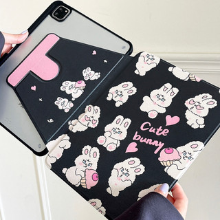 Ốp lưng họa tiết thỏ đen Acrylic cứng Tương thích với IPad Mini6 IPad5 6 7 8 9 10 Air Air1 Air2 Air3 Air4 Air5 10.9 "Pro10.5 Pro11 Pro12.9 2018 2020 2021 2022 Leahter