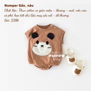 (RH611) (5-12kg) Bộ đồ liền thân dành cho em bé (Puppy Kids) gấu Nâu, hè mát.