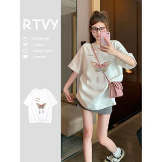 「RTVY」Mới Phong Cách Trung Hoa Nơ Tay Ngắn Áo Mùa Hè Oversize Rời Thường Ngày Nữ Top