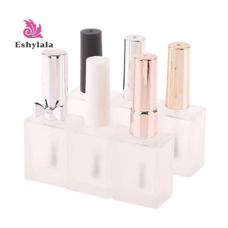 Eshylala 15ml Chai sơn móng tay tròn mờ rỗng có bàn chải di động Hộp đựng móng tay nghệ thuật thủy tinh Chai dầu móng tay chống ánh sáng [MỚI]