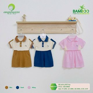 Anminaza - Bộ cộc polo chất mềm mát cho bé trai, bé gái