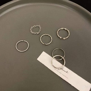 Phiên bản hàn quốc bộ 6 món đơn giản đồng bằng nhẫn bộ nhẫn nữ cao cấp chỉ số ngón tay ánh sáng sang trọng niche mở nhẫn