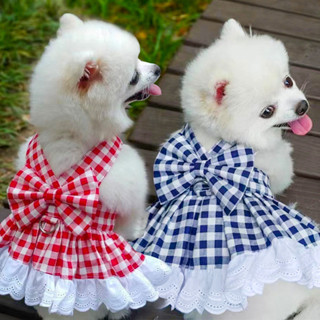 Váy kẻ sọc cho mèo cưng Dây đeo ngực cho quần áo thú cưng ngoài trời