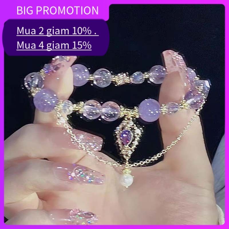 PaiHO❤20230902❤C-ZHIBO Nhiều tùy chọn vòng tay  amethyst beaded bracelet light luxury niche delicate fairy bracelet best friend gift  đồ 1k free ship☆
