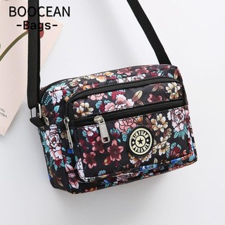 BOOCEAN Túi đeo vai, Túi đeo chéo Nylon hoa, Túi đeo chéo mua sắm có khóa kéo thời trang dành cho nữ