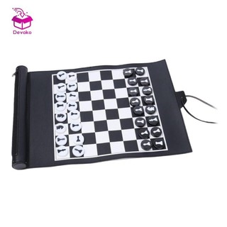 Bộ cờ vua di động, Bảng cờ cuộn lên, 32 miếng cờ vua trắng đen, du lịch