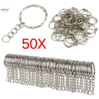 50 CÁI Móc khóa bạc được đánh bóng 25mm DIY Móc khóa chia vòng ngắn Vòng chìa khóa