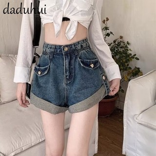 Daduhui New American Ins High Street Retro Denim Shorts Niche High Waist Wide Leg Pants Large Size Hot Pants