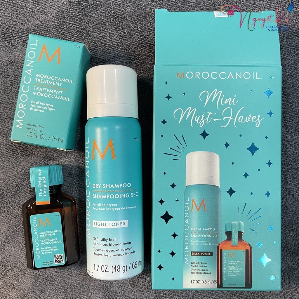 Set dầu gội khô và tinh dầu dưỡng tóc Moroccanoil 65ml/15ml | Nguyet Le |