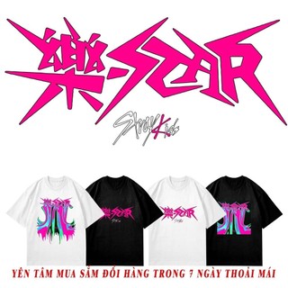 Áo thun cotton tay ngắn cổ tròn in hình ngôi sao nhạc rock kpop stray kids 2023