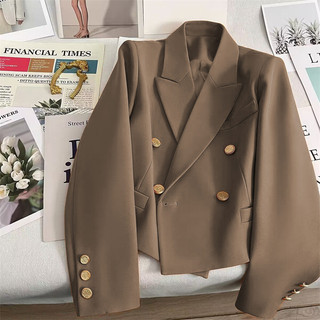 Áo blazer ngắn màu đen nữ xuân thu đông áo blazer đôi phong cách mới phong cách hàn quốc ngắn blazer nữ
