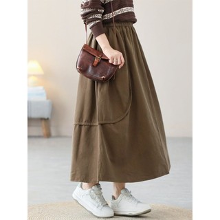 Ice Cotton Plus Size Váy Rời Chữ a Lớn Váy Xoay Ô Váy Nữ Ôm Hơn Nhìn Thường Ngày Tất Cả-