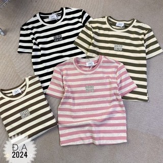 Áo phông kẻ miu miu hàng QC freesize form vừa