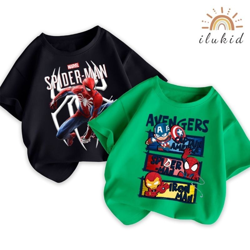 BST Áo MARVEL Áo thun cotton cho bé ILUKID BST áo siêu nhân bé trai phong cách US/UK