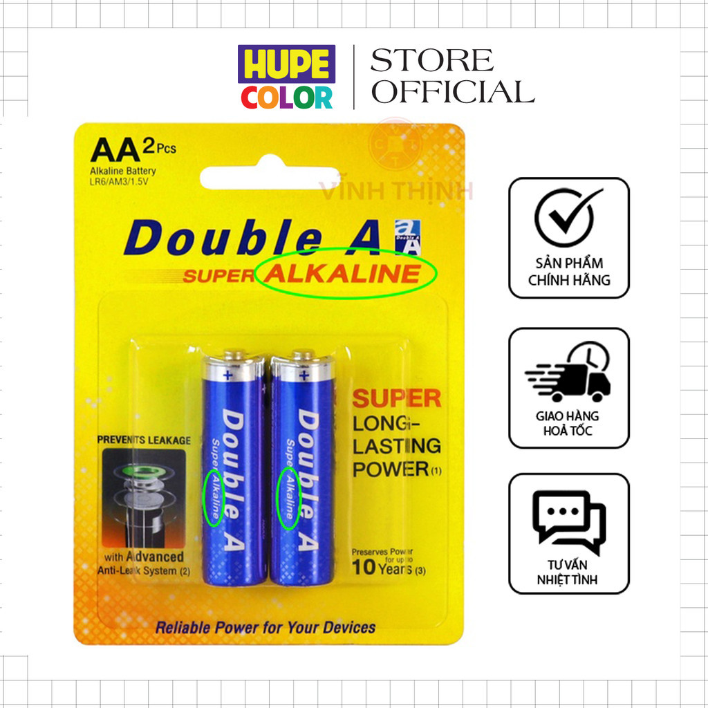 Pin AA / Pin AAA ALKALINE DOUBLE A Vỉ 2 Viên Chính Hãng
