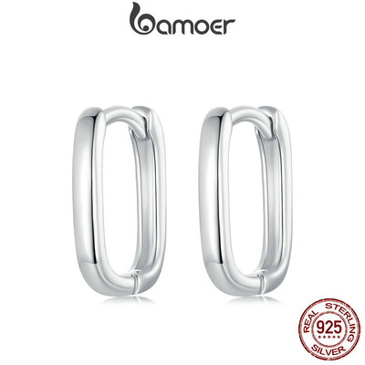 Bamoer 925 Sterling Sliver Vòng Bông Tai Hình Vuông Bông Tai Khóa Trang Sức Quà Tặng Cho Nữ
