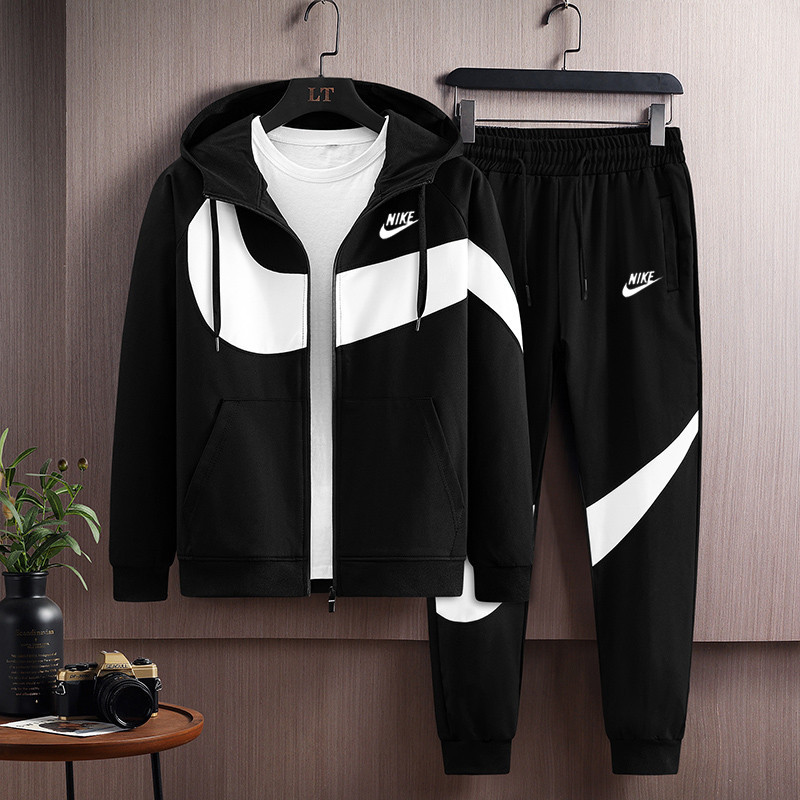 Nike 100% Nguyên Bản In Logo Áo Len Áo Khoác Nam Xuân Thu Mỹ Rời Phù Hợp Với Lớn Màu Xám Cardigan Xu Hướng Thời Trang Thường Ngày Hai Bộ