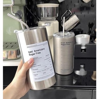 Ly Giữ Nhiệt Iced Americano TBNGOOD Cốc Giữ Nhiệt Inox 304 Đúc Liền Khối Cao Cấp Có Nắp Đậy Tặng Kèm Ống Hút