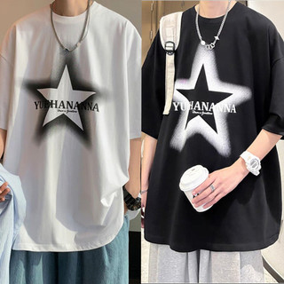 áo phông nam big size có size lớn M-8xl Áo Thun Thể Thao Plus Size Tay Ngắn Cổ Tròn in hình Pentagram màu trắng cổ tròn Cotton Áo thun