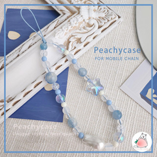 Ins Trong Suốt Ngôi Sao Xanh Pha Lê Hạt Điện Thoại Dây Đeo Cổ Tay Vòng Tay Handmade Móc Khóa Dây Xích Quyến Rũ Dây Treo