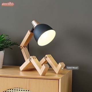 Đèn đọc sách để bàn bằng gỗ hình robot phong cách bắc âu sáng tạo