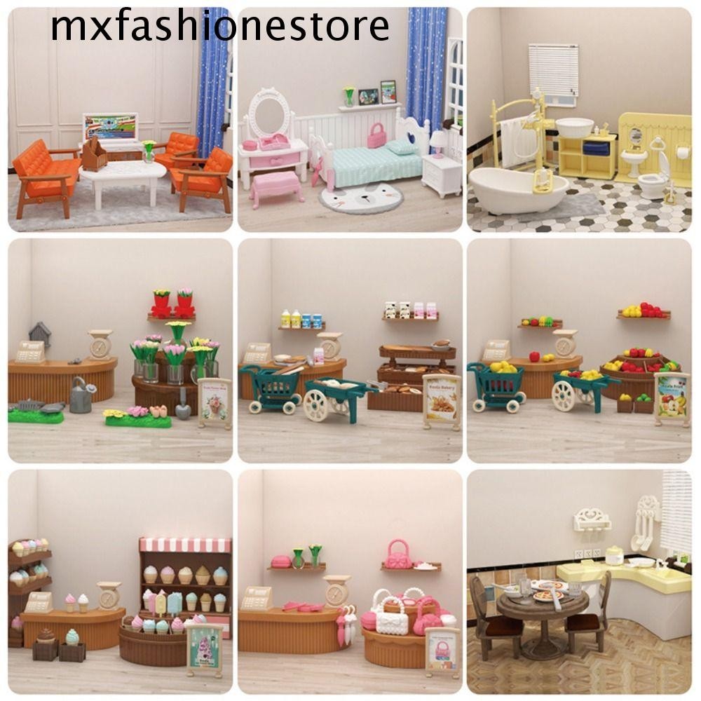 Mxfashionestore Nội thất thu nhỏ, Phòng ngủ mô hình vi mô Nội thất nhà búp bê sống, Quà tặng trẻ em Rừng Đồ chơi nhà bếp gia đình 1: 12 Đồ chơi nội thất Mini Phụ kiện nhà búp bê