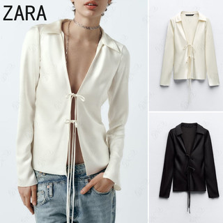 Áo sơ mi satin đính nơ zara cổ chữ v sâu gợi cảm2183331 3067013