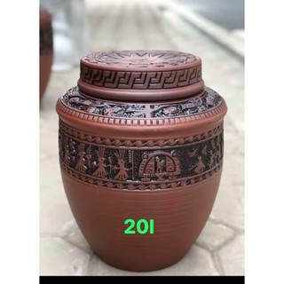 Chum ngâm rượu hoạ tiết trống đồng 20l gốm cao cấp Bát Tràng