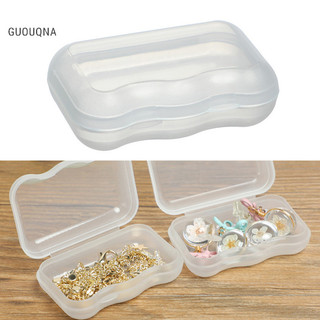 Guouqna hộp bảo quản mini hộp nhựa trong suốt bông tai trang sức sắp xếp lưu trữ guouqna