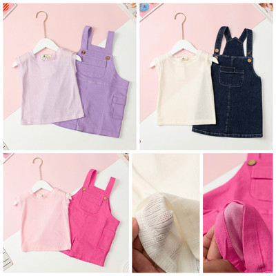 1 set áo và yếm kaki mùa hè LITIBABY size 2 đến 10 tuổi