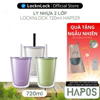 Ly nhựa 2 lớp 720ml kèm ống hút trà sữa LocknLock Chính hãng, cách nhiệt 1 phần, miệng bình rộng - HAPOS BEAUTY
