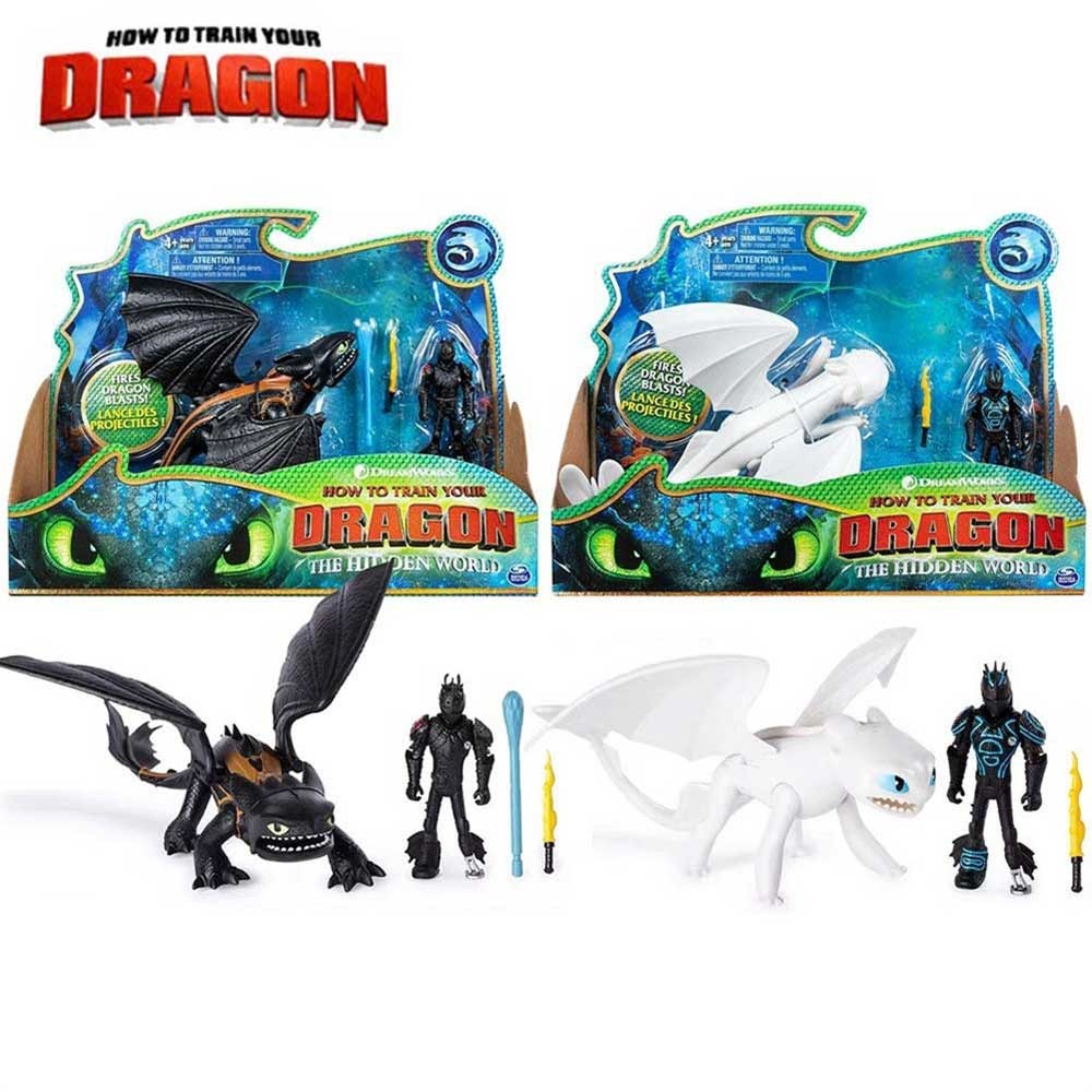 How to Train Your Dragon The Hidden World Toothless Night Fury Light Fury black white dragon Action 