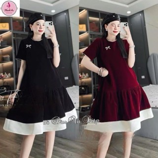 Váy bầu nhung mịn  sang chảnh -Đầm bầu thiết kết phù hợp  cho mẹ bầu vào dịp đón tết ĐẦM BẦU KHÁNH AN