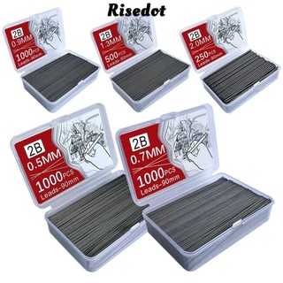 Risedot 250/500/1000pcs mechanical pencil lead 0.5/0.7/0.9/1.3/2.0mm 2b 90mm length replaceable automatic pencil refills art sketch drawing supplies