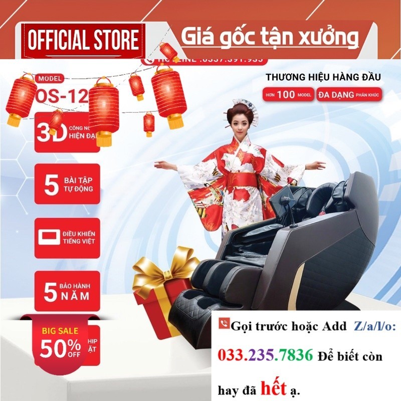 Ghế massage toàn thân Okinawa Os - 123, dòng bi xoay công nghệ mới nhất năm 2023 - <new